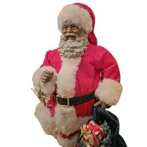 Merry Brite African American Santa 11" Star And Presents